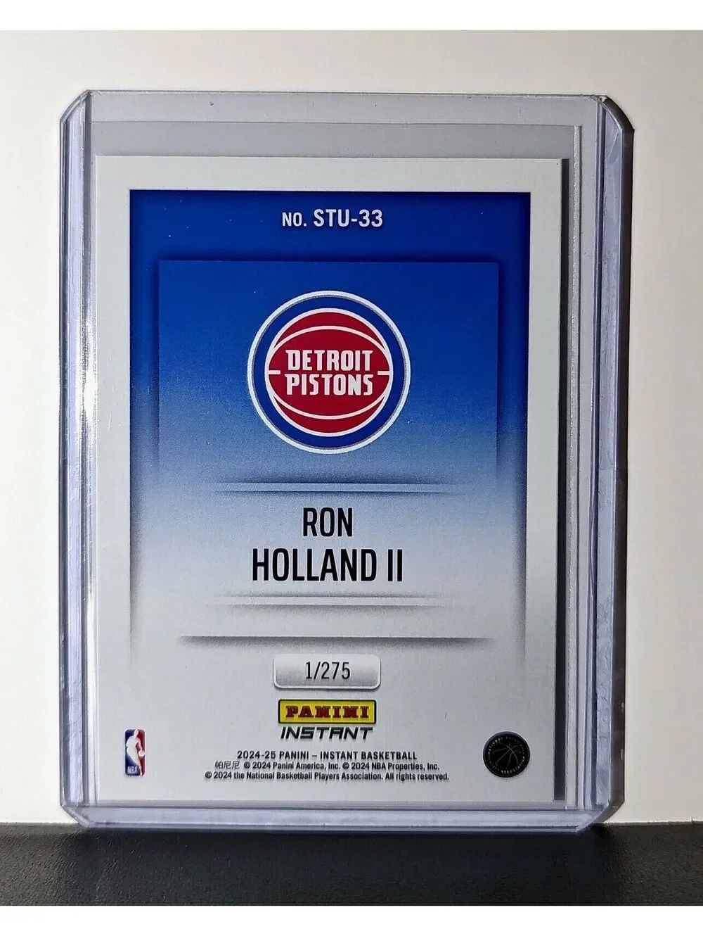 Ron Holland II 2024-25 Panini NBA Studio #33 Rookie Card Detroit Pistons 1/275